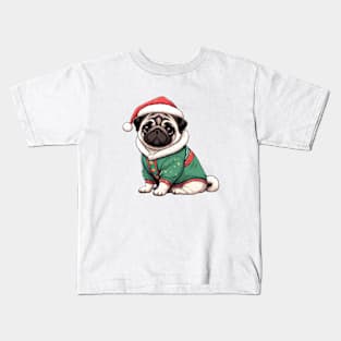 Cute Christmas Pug in Sweater Kids T-Shirt